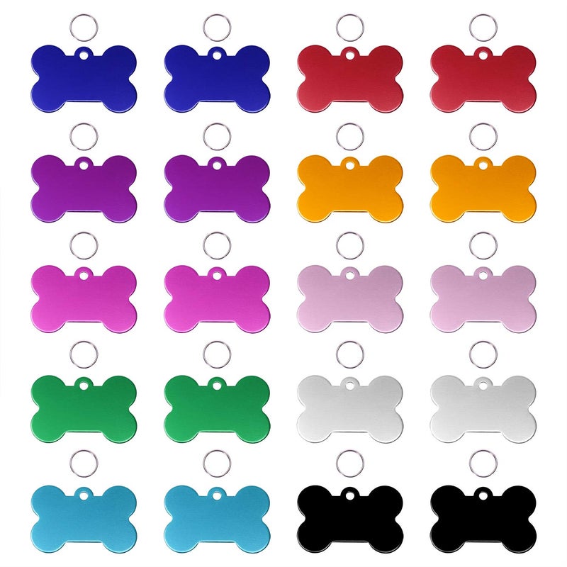 Penta Angel Aluminum Alloy Pet ID Tags 20Pcs Bone Shaped Blank Engraved Dog Cat Name Phone Number Identification Card Tags - Image 1
